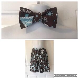 NWOT  3/6m Machine sewn trees, presents, snowflakes Christmas pants/bows/